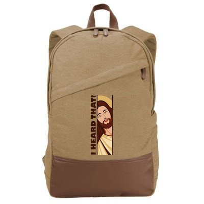 Jesus Watching Peeking I Heard That Funny Christian Meme Cotton Canvas Backpack