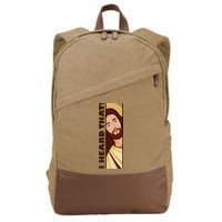 Jesus Watching Peeking I Heard That Funny Christian Meme Cotton Canvas Backpack