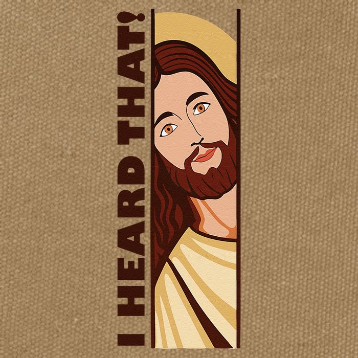 Jesus Watching Peeking I Heard That Funny Christian Meme Cotton Canvas Backpack