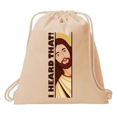 Jesus Watching Peeking I Heard That Funny Christian Meme Drawstring Bag