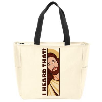 Jesus Watching Peeking I Heard That Funny Christian Meme Zip Tote Bag