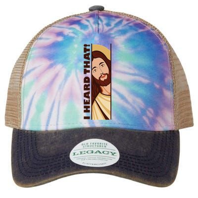 Jesus Watching Peeking I Heard That Funny Christian Meme Legacy Tie Dye Trucker Hat
