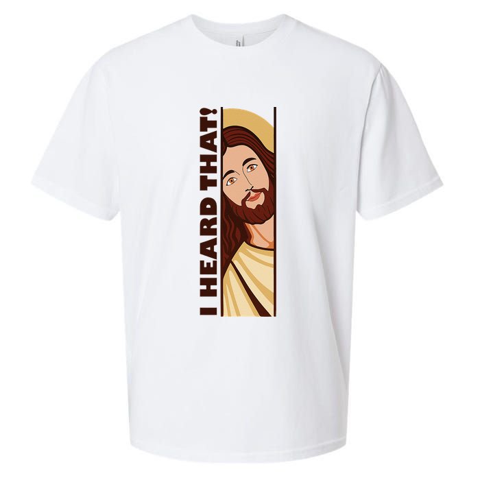 Jesus Watching Peeking I Heard That Funny Christian Meme Sueded Cloud Jersey T-Shirt