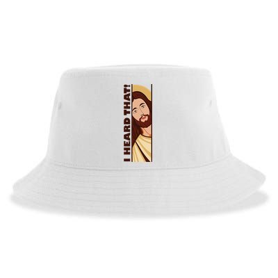 Jesus Watching Peeking I Heard That Funny Christian Meme Sustainable Bucket Hat