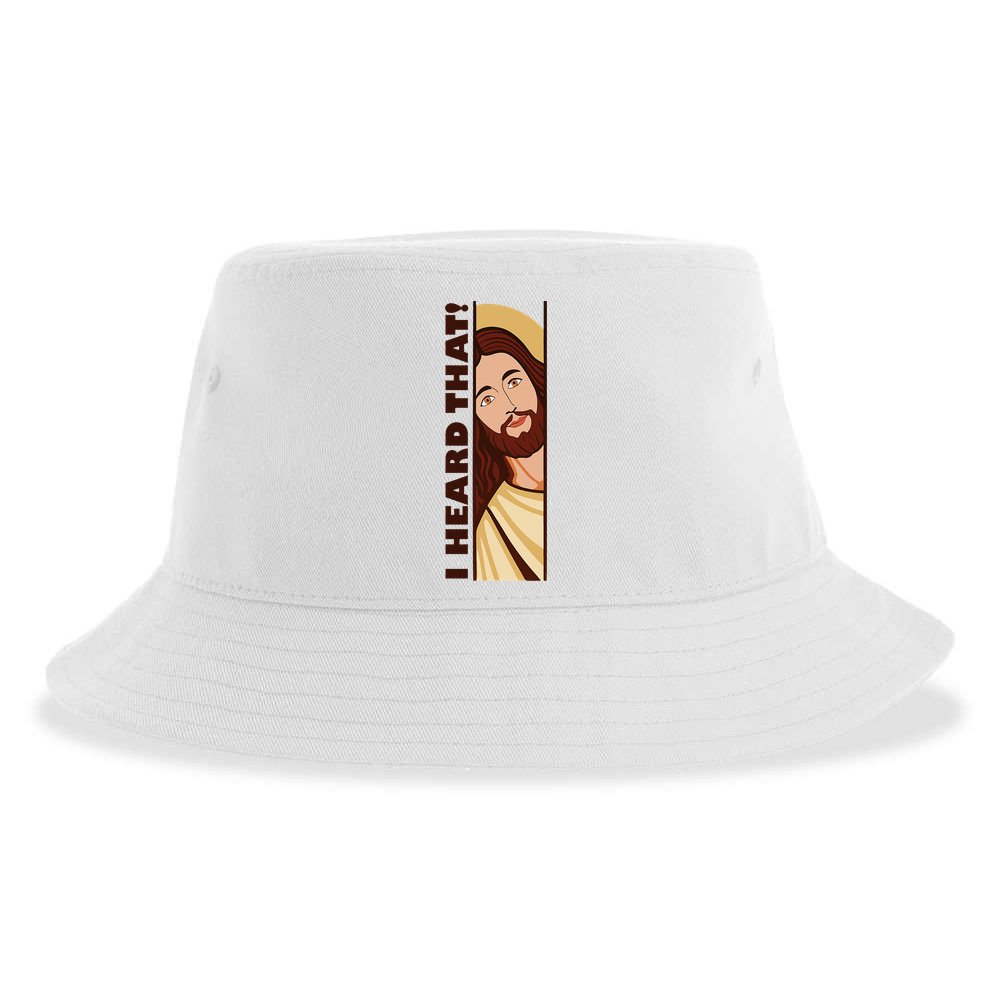 Jesus Watching Peeking I Heard That Funny Christian Meme Sustainable Bucket Hat
