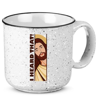 Jesus Watching Peeking I Heard That Funny Christian Meme 15oz Campfire Ceramic Mug