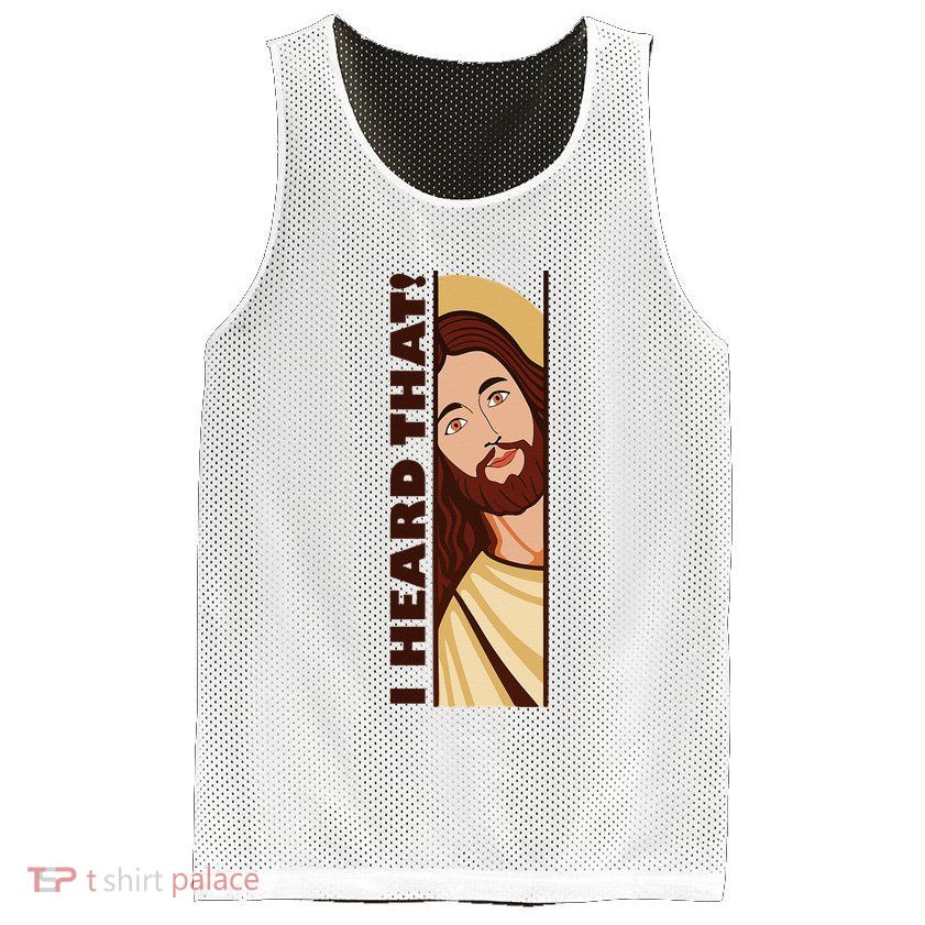 Jesus Watching Peeking I Heard That Funny Christian Meme Mesh Reversible Basketball Jersey Tank