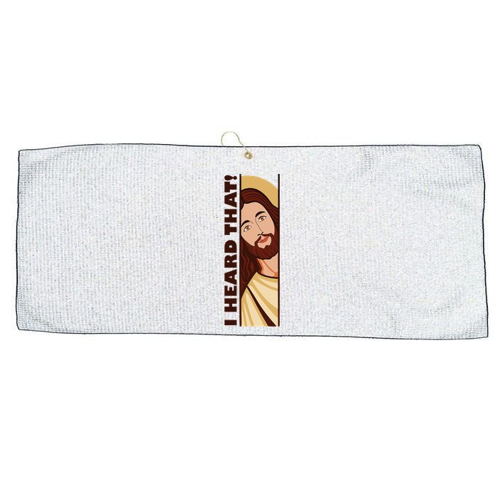 Jesus Watching Peeking I Heard That Funny Christian Meme Large Microfiber Waffle Golf Towel