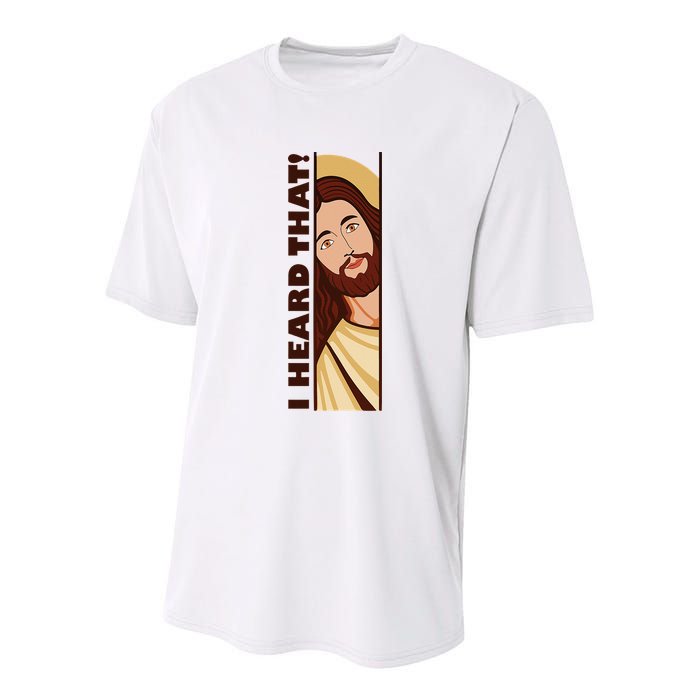 Jesus Watching Peeking I Heard That Funny Christian Meme Youth Performance Sprint T-Shirt