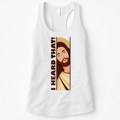 Jesus Watching Peeking I Heard That Funny Christian Meme Womens Tank Top