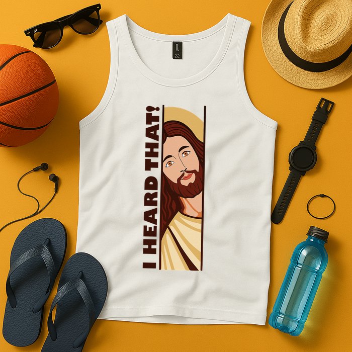 Jesus Watching Peeking I Heard That Funny Christian Meme Tank Top