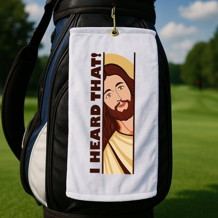 Jesus Watching Peeking I Heard That Funny Christian Meme Golf Towel