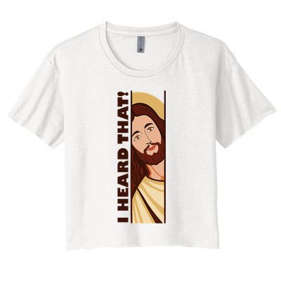 Jesus Watching Peeking I Heard That Funny Christian Meme Crop Top