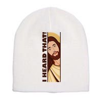 Jesus Watching Peeking I Heard That Funny Christian Meme Short Acrylic Beanie