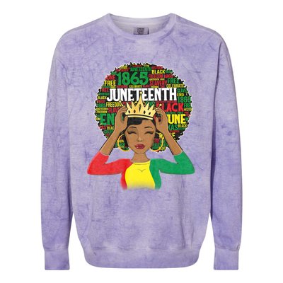 Juneteenth Women Queen African American Black Afro Colorblast Crewneck Sweatshirt