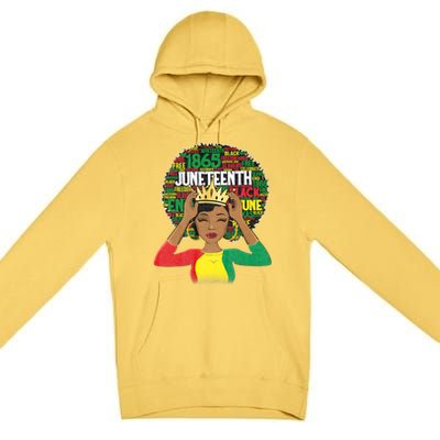 Juneteenth Women Queen African American Black Afro Premium Pullover Hoodie