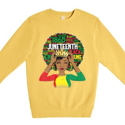 Juneteenth Women Queen African American Black Afro Premium Crewneck Sweatshirt