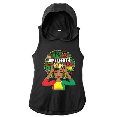 Juneteenth Women Queen African American Black Afro Ladies PosiCharge Tri-Blend Wicking Draft Hoodie Tank