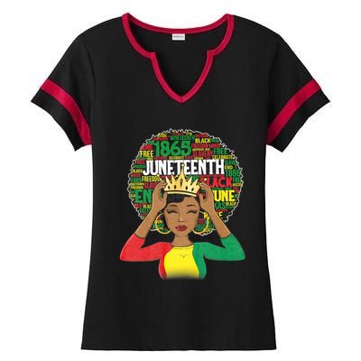 Juneteenth Women Queen African American Black Afro Ladies Halftime Notch Neck Tee