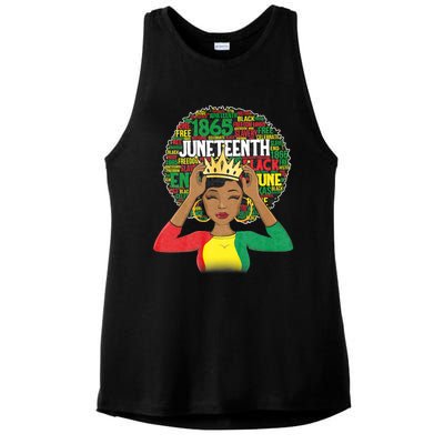 Juneteenth Women Queen African American Black Afro Ladies PosiCharge Tri-Blend Wicking Tank