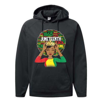 Juneteenth Women Queen African American Black Afro Performance Fleece Hoodie