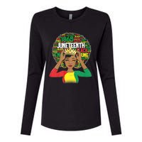 Juneteenth Women Queen African American Black Afro Womens Cotton Relaxed Long Sleeve T-Shirt