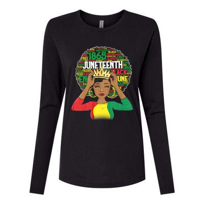 Juneteenth Women Queen African American Black Afro Womens Cotton Relaxed Long Sleeve T-Shirt