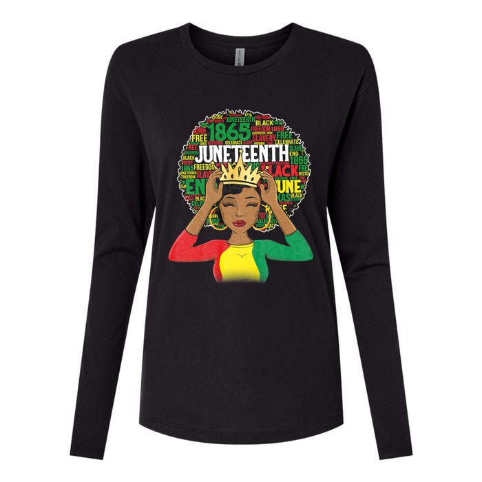 Juneteenth Women Queen African American Black Afro Womens Cotton Relaxed Long Sleeve T-Shirt