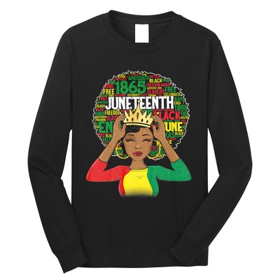 Juneteenth Women Queen African American Black Afro Long Sleeve Shirt