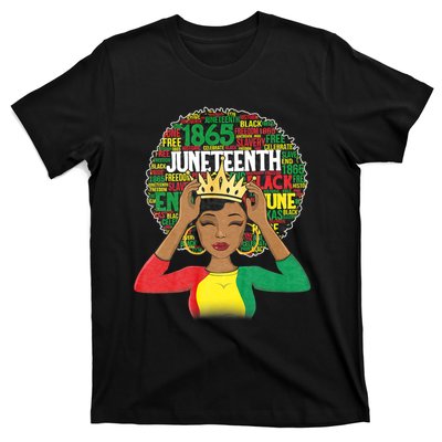 Juneteenth Women Queen African American Black Afro T-Shirt