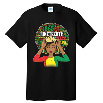 Juneteenth Women Queen African American Black Afro Tall T-Shirt