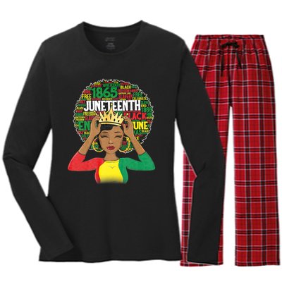 Juneteenth Women Queen African American Black Afro Women's Long Sleeve Flannel Pajama Set 