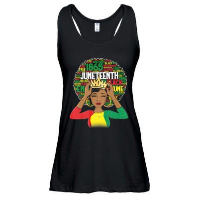 Juneteenth Women Queen African American Black Afro Ladies Essential Flowy Tank