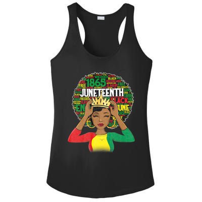 Juneteenth Women Queen African American Black Afro Ladies PosiCharge Competitor Racerback Tank