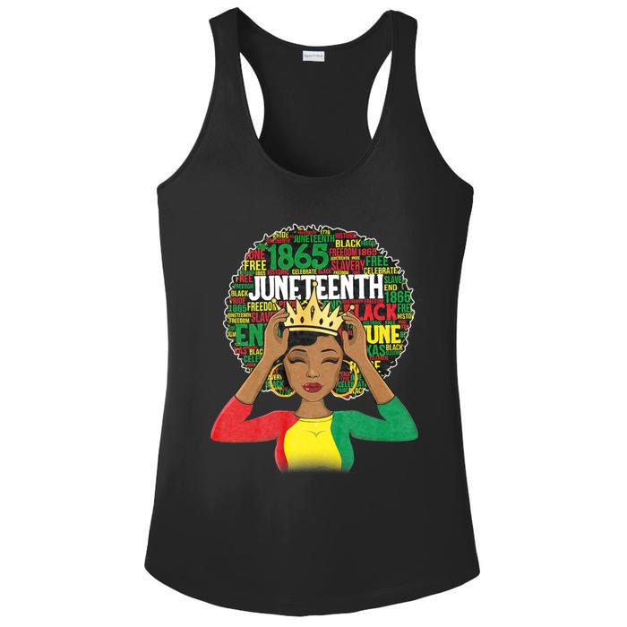 Juneteenth Women Queen African American Black Afro Ladies PosiCharge Competitor Racerback Tank