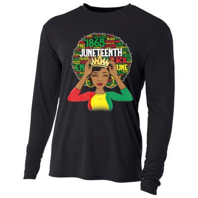 Juneteenth Women Queen African American Black Afro Cooling Performance Long Sleeve Crew