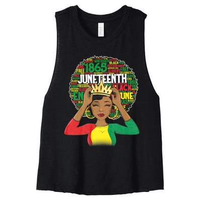 Juneteenth Women Queen African American Black Afro Women's Racerback Cropped Tank