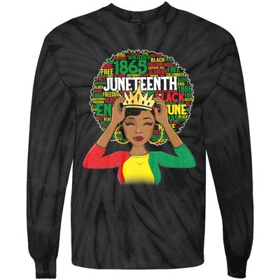 Juneteenth Women Queen African American Black Afro Tie-Dye Long Sleeve Shirt