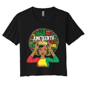 Juneteenth Women Queen African American Black Afro Women's Crop Top Tee