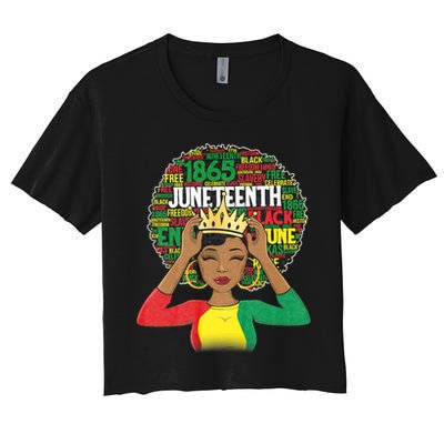 Juneteenth Women Queen African American Black Afro Women's Crop Top Tee