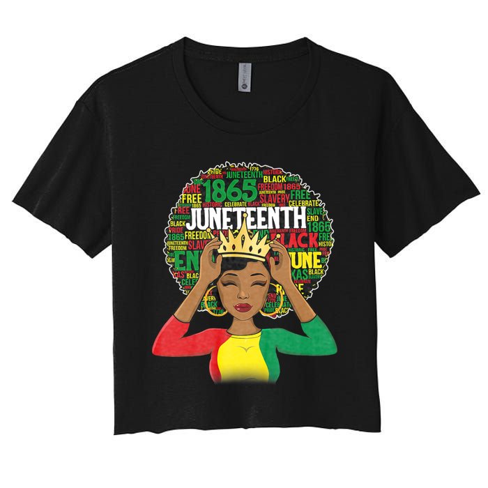 Juneteenth Women Queen African American Black Afro Women's Crop Top Tee