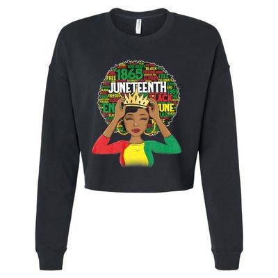 Juneteenth Women Queen African American Black Afro Cropped Pullover Crew