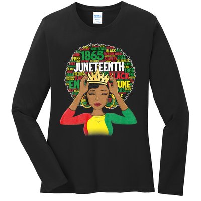 Juneteenth Women Queen African American Black Afro Ladies Long Sleeve Shirt