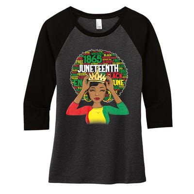 Juneteenth Women Queen African American Black Afro Women's Tri-Blend 3/4-Sleeve Raglan Shirt