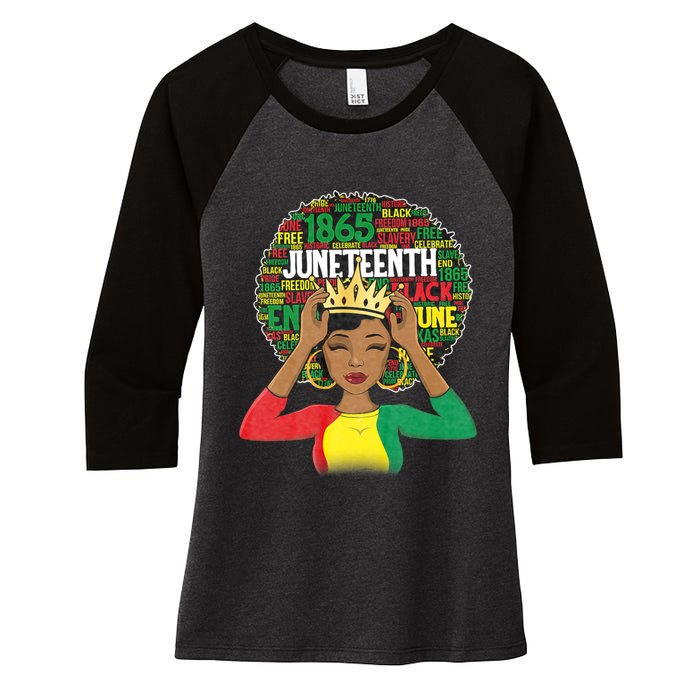 Juneteenth Women Queen African American Black Afro Women's Tri-Blend 3/4-Sleeve Raglan Shirt