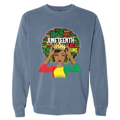 Juneteenth Women Queen African American Black Afro Garment-Dyed Sweatshirt