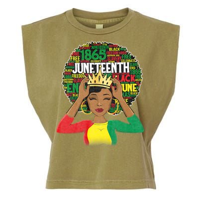 Juneteenth Women Queen African American Black Afro Garment-Dyed Women's Muscle Tee