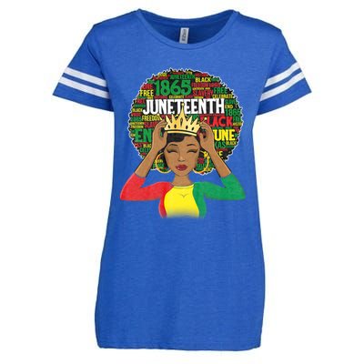 Juneteenth Women Queen African American Black Afro Enza Ladies Jersey Football T-Shirt