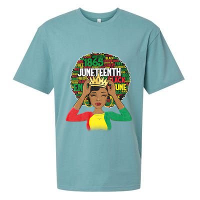 Juneteenth Women Queen African American Black Afro Sueded Cloud Jersey T-Shirt