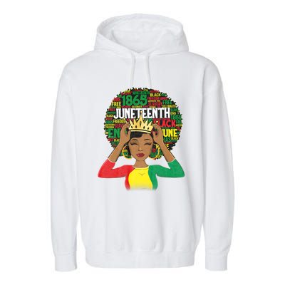 Juneteenth Women Queen African American Black Afro Garment-Dyed Fleece Hoodie